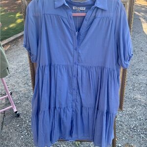HYFYE NWT Blue Button-Up Tiered Dress size small
